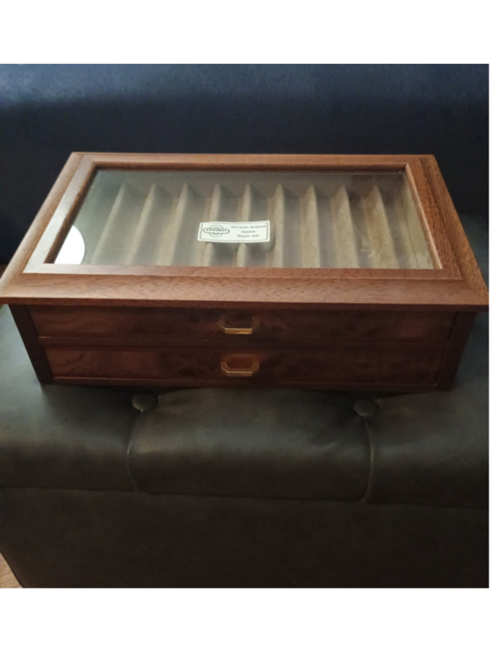 Osvaldo Agresti Briarwood Pen Organizer Box, One Size, Brown and Gold